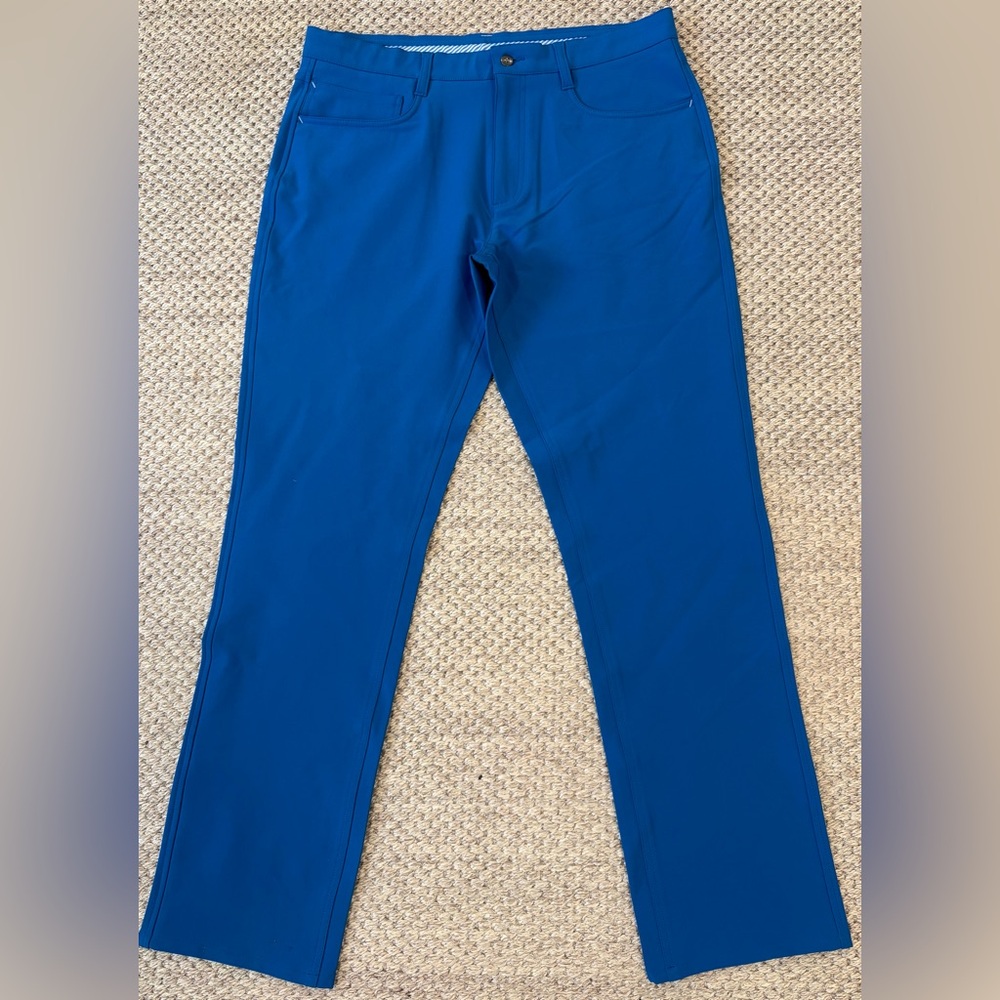 Footjoy Pants Mens 35x32 Blue 5 Pocket Golf Performance Athletic Fit Chino